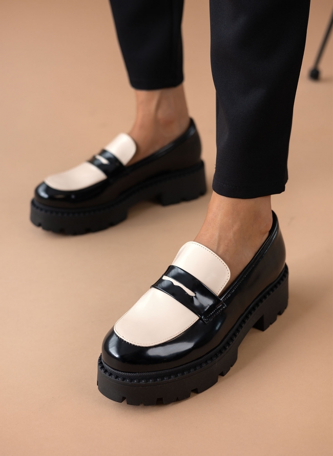 Loafers chunky φλορεντίκ με διχρωμία TFP - Μαύρο/Μπεζ