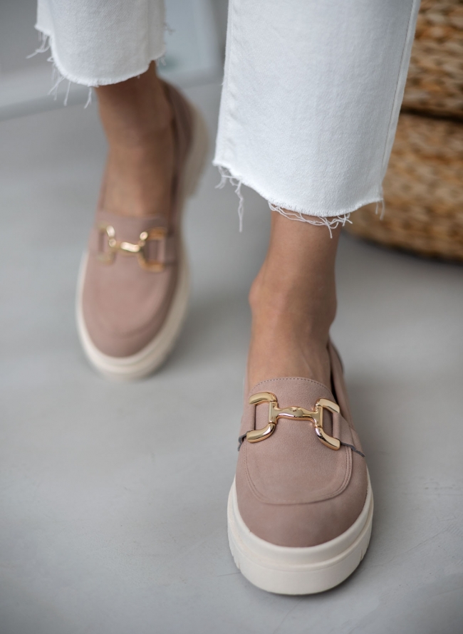 Loafers chunky με αγκράφα estil - Nude
