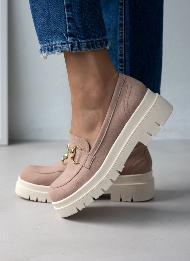 Loafers chunky με μεταλλική αγκράφα estil - Nude