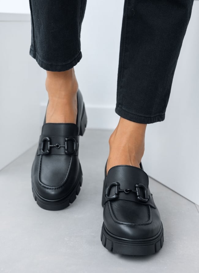 Loafers δερμάτινα chunky με αγκράφα Ragazza 0756 - Μαύρο