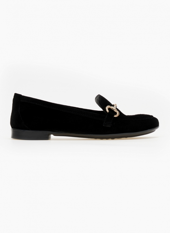 Loafers φλατ από δέρμα καστόρι Estil - Μαύρο