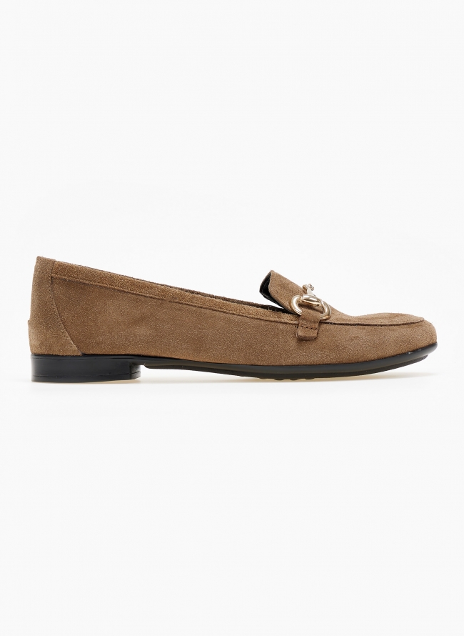 Loafers φλατ από δέρμα καστόρι Estil - Τάουπε