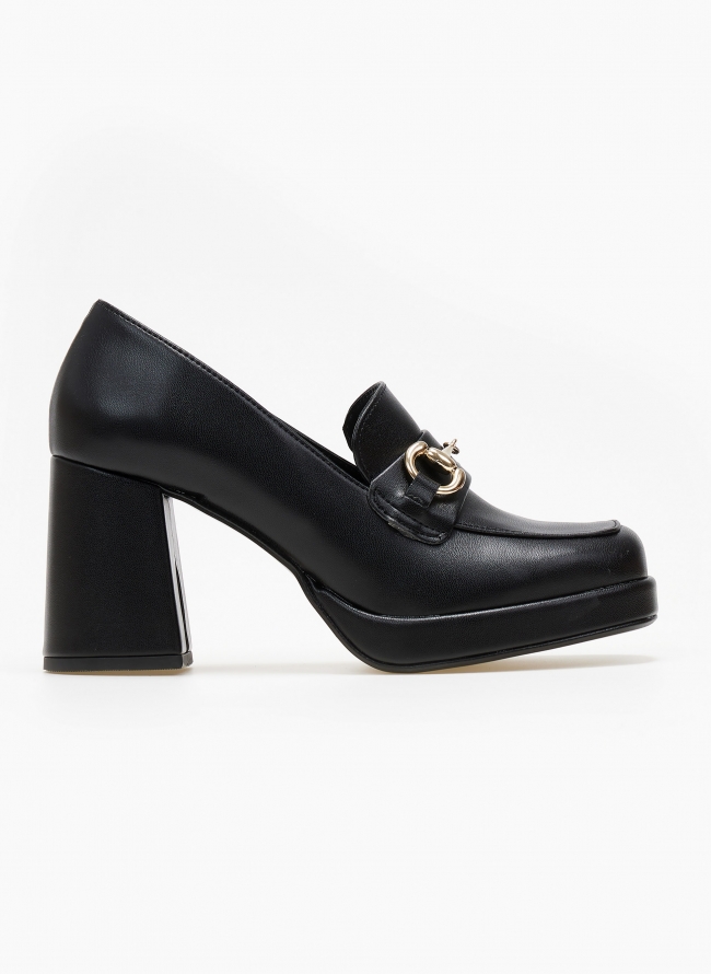 Loafers με τακούνι και φιάπα TFP - Μαύρο