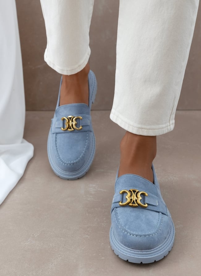 Loafers suede με μεταλλικό στοιχείο Erynn - Γαλάζιο