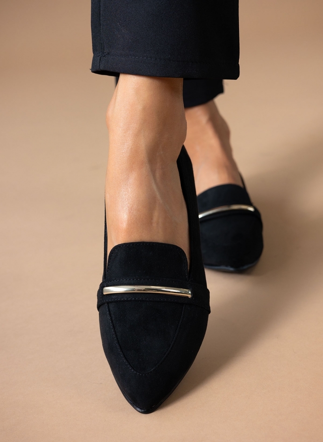 Loafers suede μυτερά estil - Μαύρο