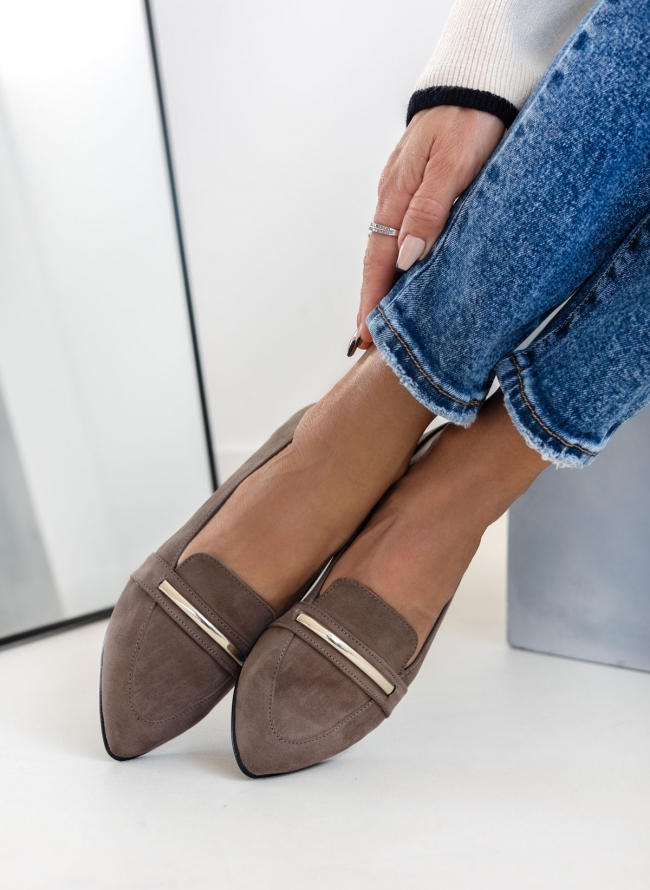 Loafers suede μυτερά estil - Τάουπε