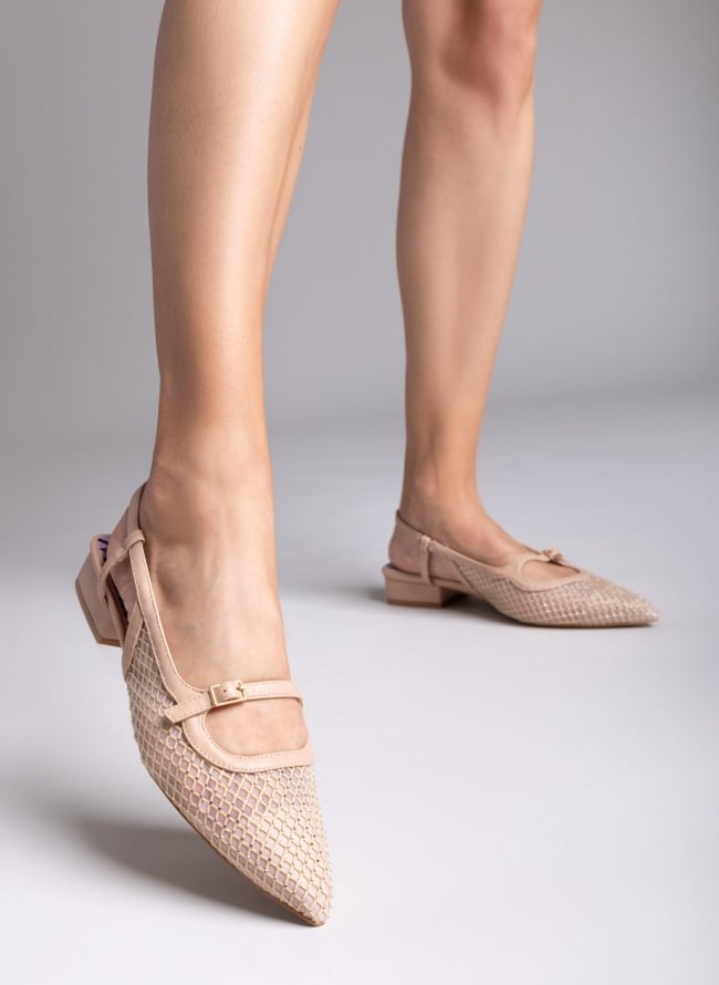 Μπαλαρίνες μυτερές slingback με διαφάνεια MARIAMARE - Nude