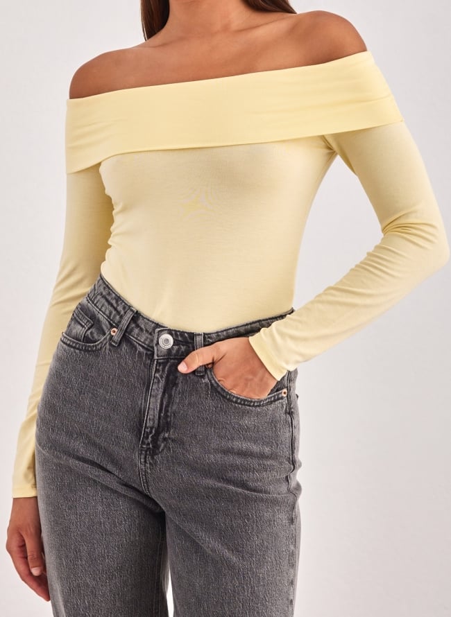 Μπλούζα μακρυμάνικη strapless AWARE 10324239 - Κίτρινο