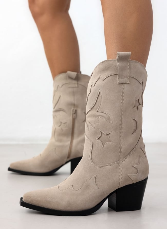 Μπότες cowboy καστόρινες PIECES 17152208 - Μπεζ