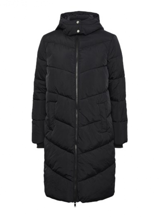 Μπουφάν puffer με κουκούλα Pieces 17126619 - Μαύρο