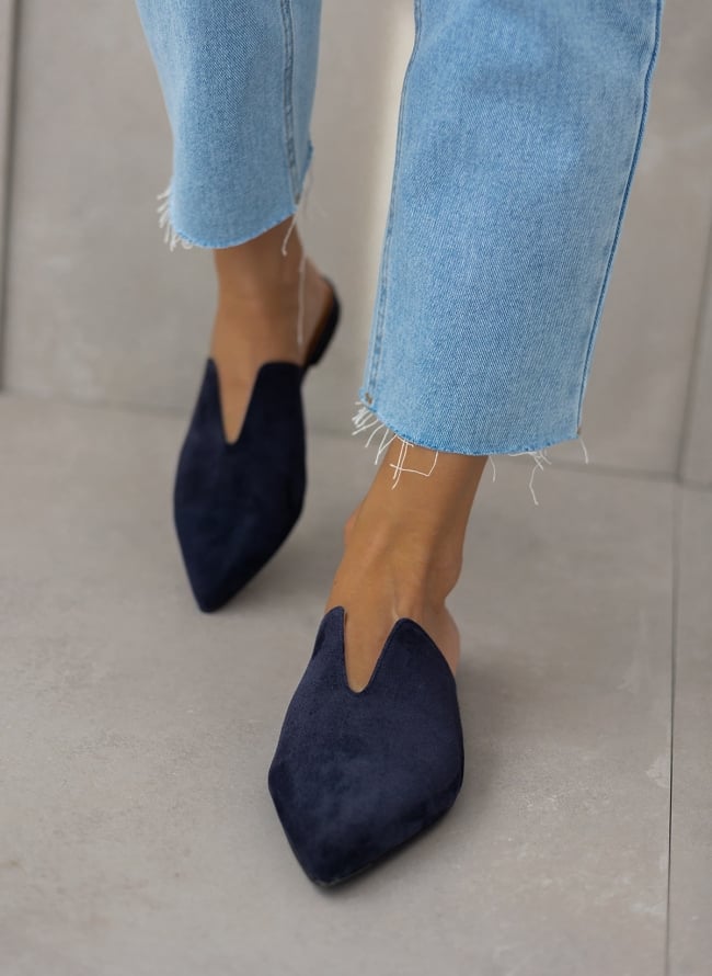Mules κλειστά suede estil  - Μπλε