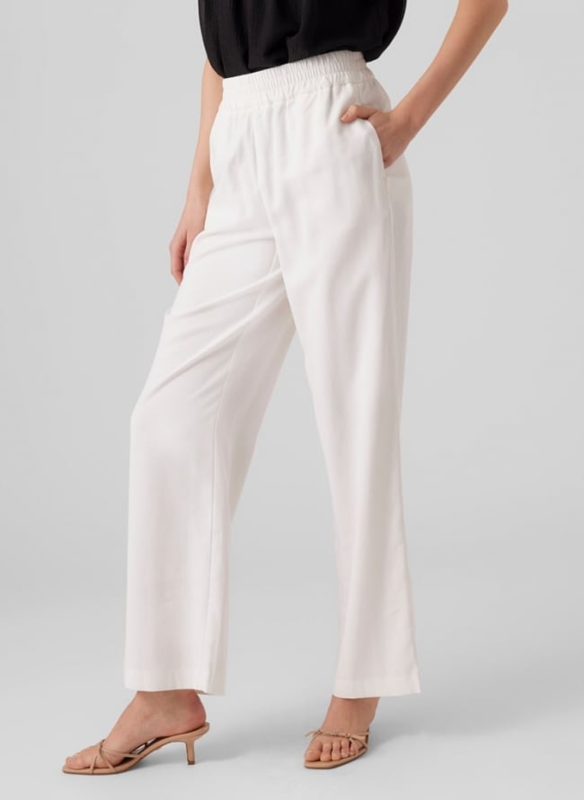 Παντελόνι υφασμάτινο wide leg Vero Moda 10278926 - Λευκό