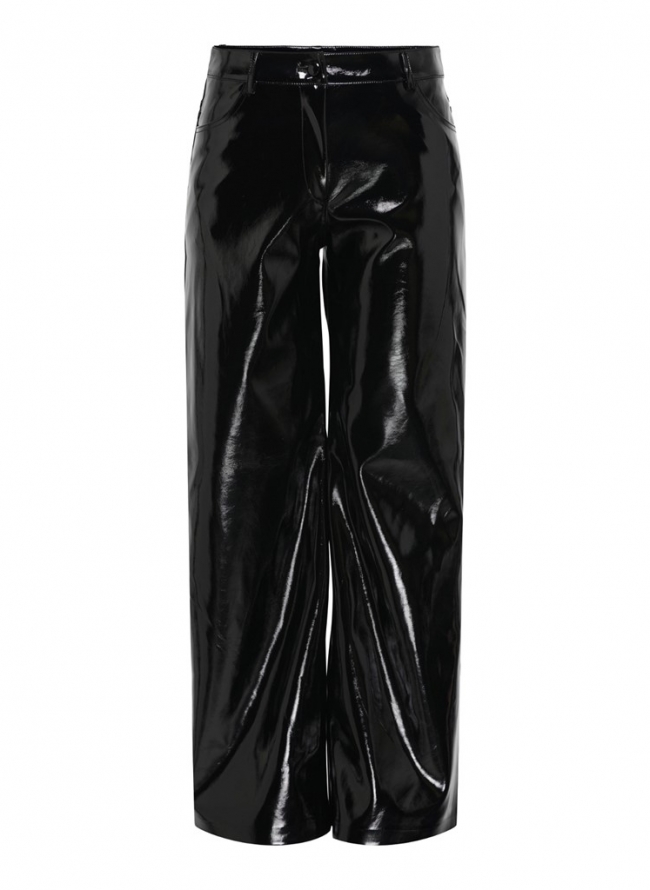 Παντελόνι wide leg  βινύλ ONLY 15303659 - Μαύρο
