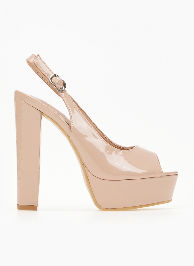 Γόβες με φιάπα peep toe - Nude