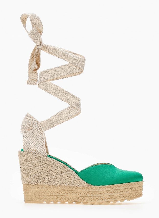 Εσπαντρίγιες platforms lace up estil - Πράσινο