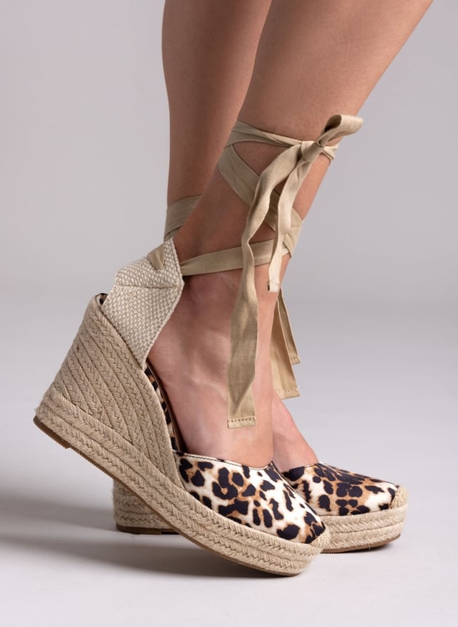 Πλατφόρμες σατέν με print CORINA - Leopard