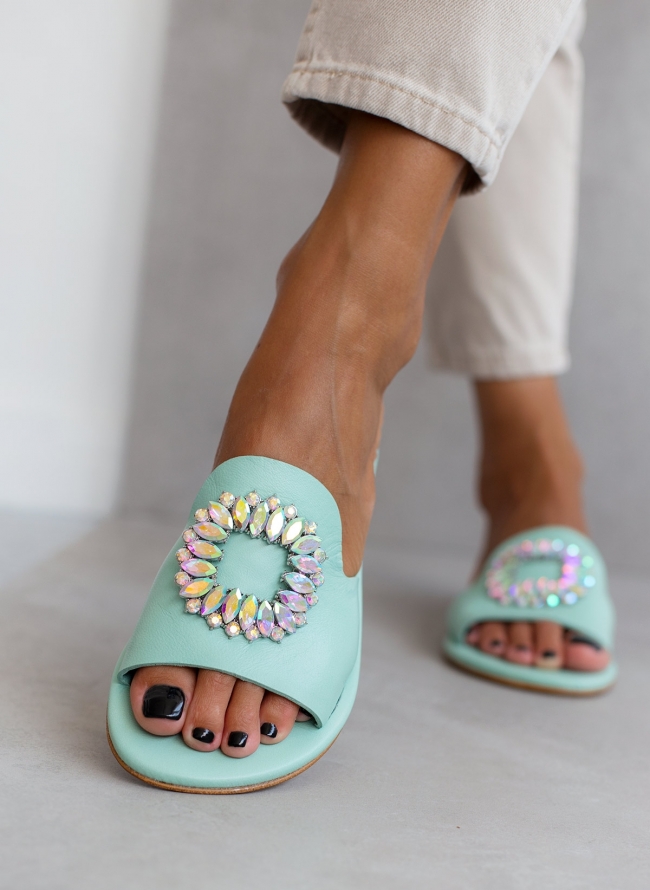 Σανδάλια δερμάτινα με ιριδίζουσες πέτρες Iris Sandals - Βεραμάν
