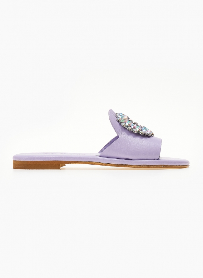 Σανδάλια δερμάτινα με ιριδίζουσες πέτρες Iris Sandals - Λιλά