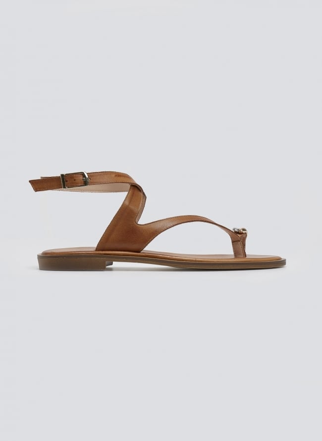 Σανδάλια δερμάτινα με μέταλλο Iris Sandals - Ταμπά