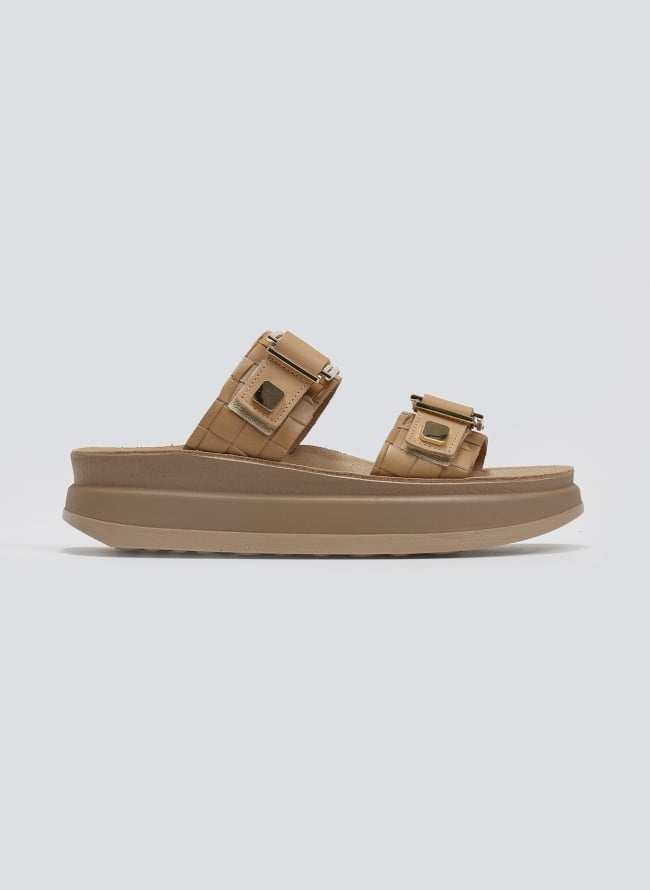 Σανδάλια δερμάτινα με pattern ADELITA FANTASY SANDALS - Κάμελ