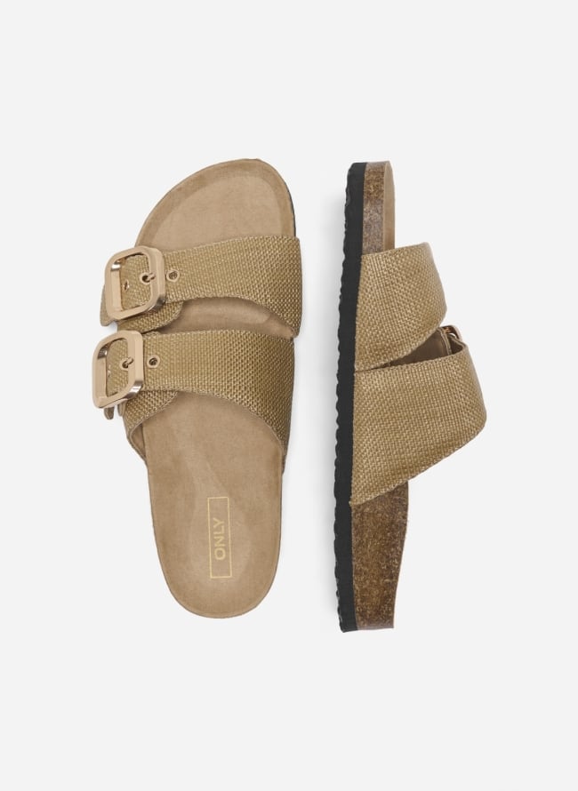 Σανδάλια flatforms από ψάθα ONLY 15341226 - Μπεζ