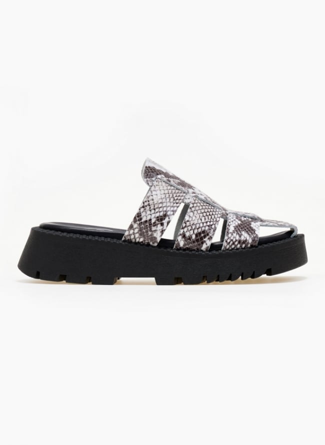 Σανδάλια flatforms fisherman με print TFP - Λευκό/Μαύρο