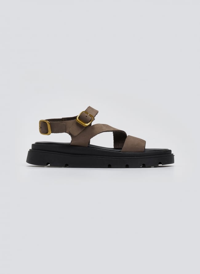 Σανδάλια flatforms nubuck με μπαρέτα Tfp - Τάουπε