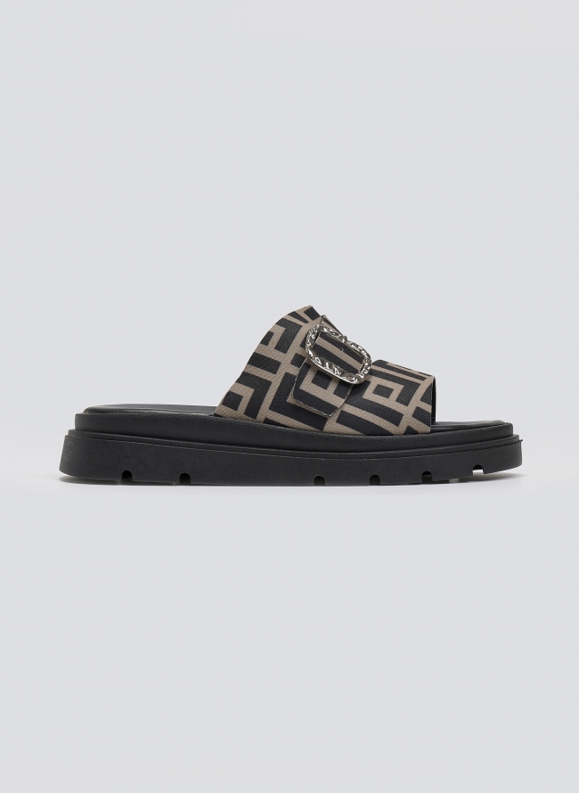 Σανδάλια flatforms υφασμάτινα με print Tfp - Τάουπε
