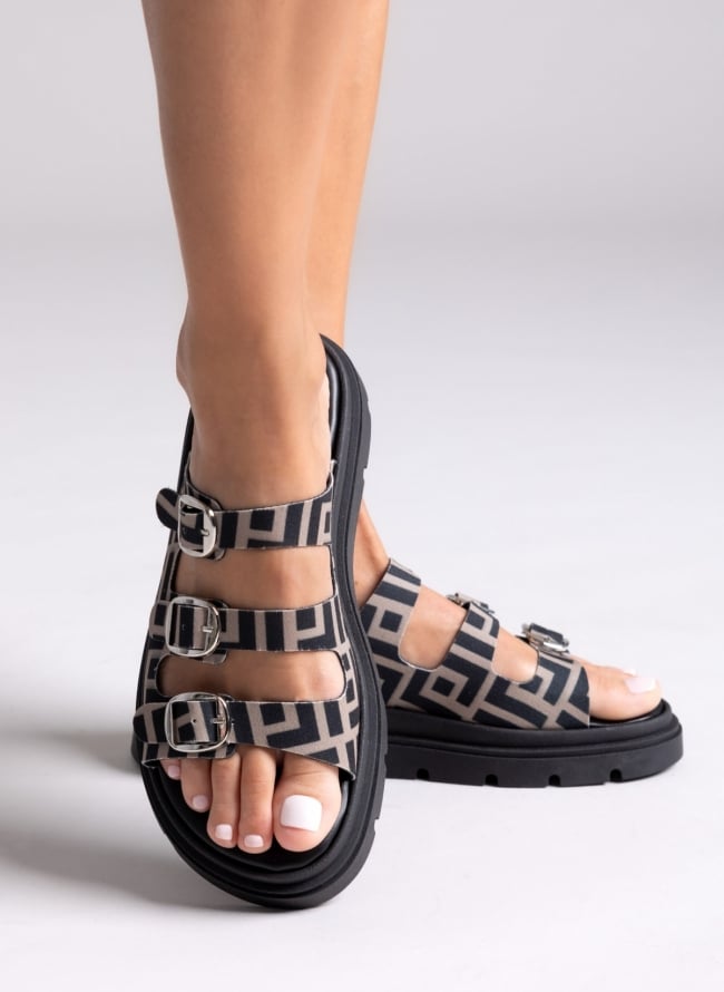 Σανδάλια flatforms υφασμάτινα με τρεις φάσες Tfp - Τάουπε