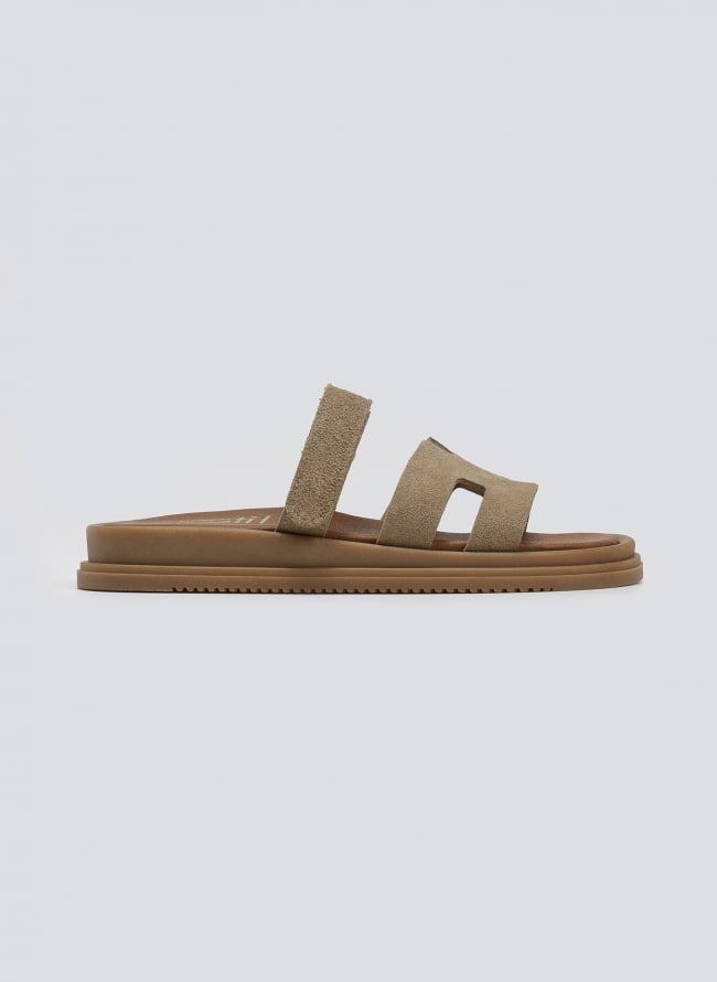 Σανδάλια καστόρινα με velcro Estil - Τάουπε