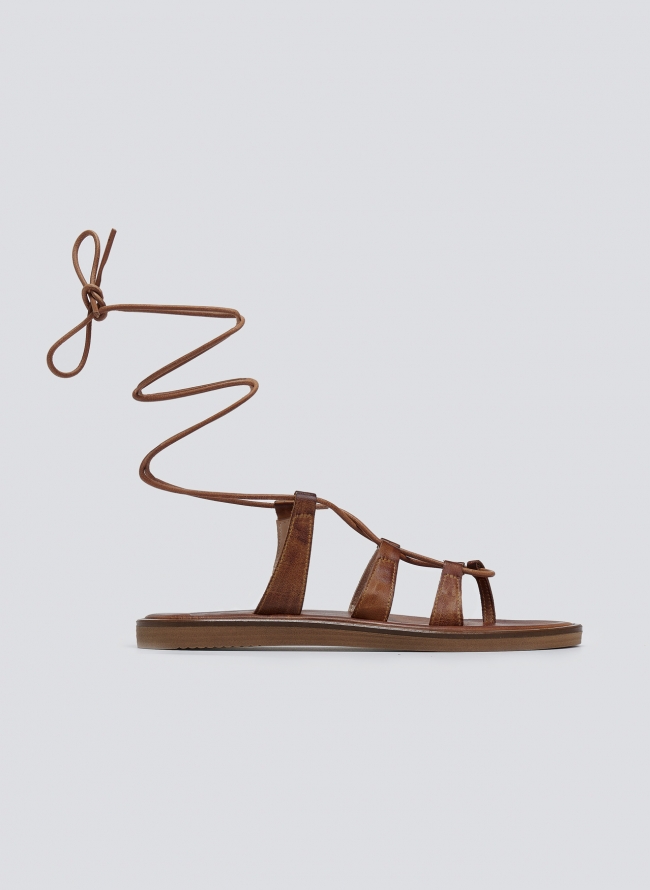 Σανδάλια lace up δερμάτινα Iris sandals - Ταμπά
