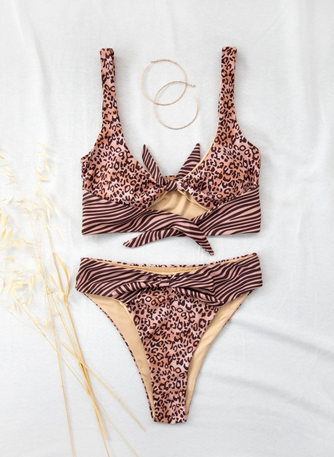 Σετ bandeau bikini με animal print - Leopard