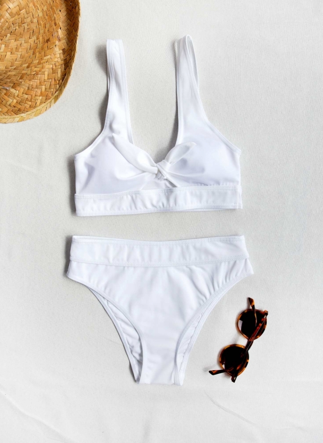 Σετ bandeau bikini με άνοιγμα - Λευκό