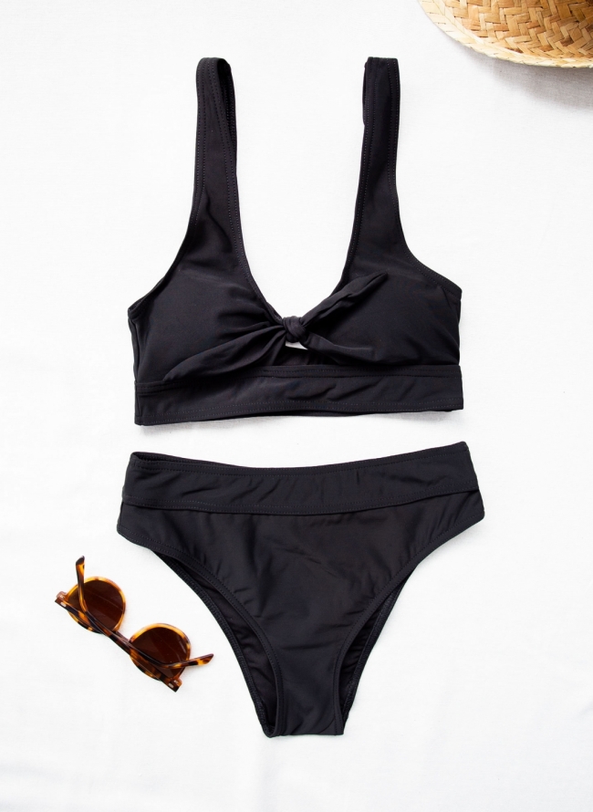 Σετ bandeau bikini με άνοιγμα - Μαύρο