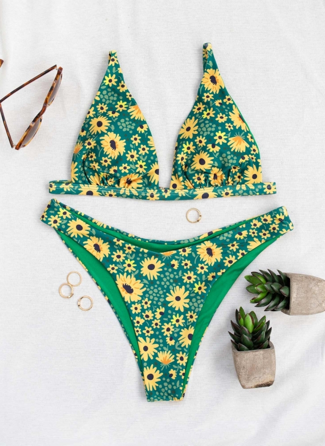 Σετ bikini floral - Πράσινο