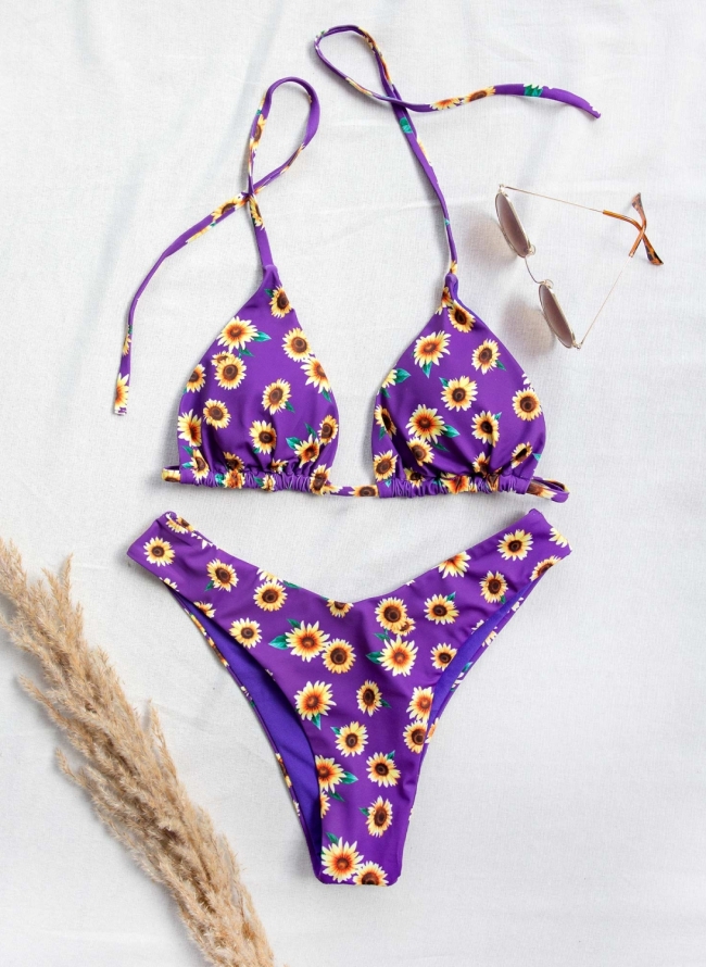 Σετ bikini με μαργαρίτες - Μωβ