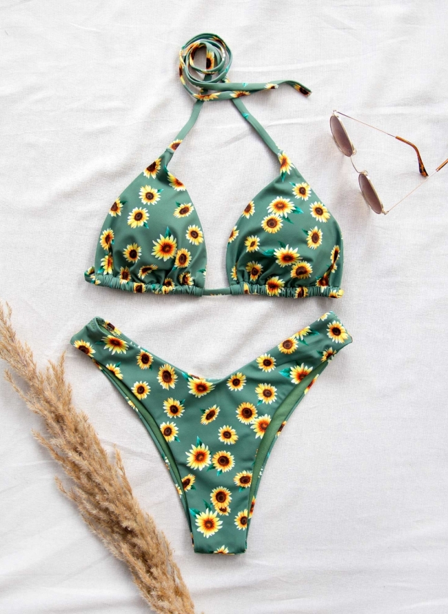 Σετ bikini με μαργαρίτες - Χακί