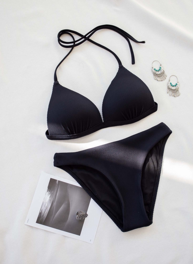 Σετ bikini ριπ με ενσωματωμένη ενίσχυση - Μαύρο