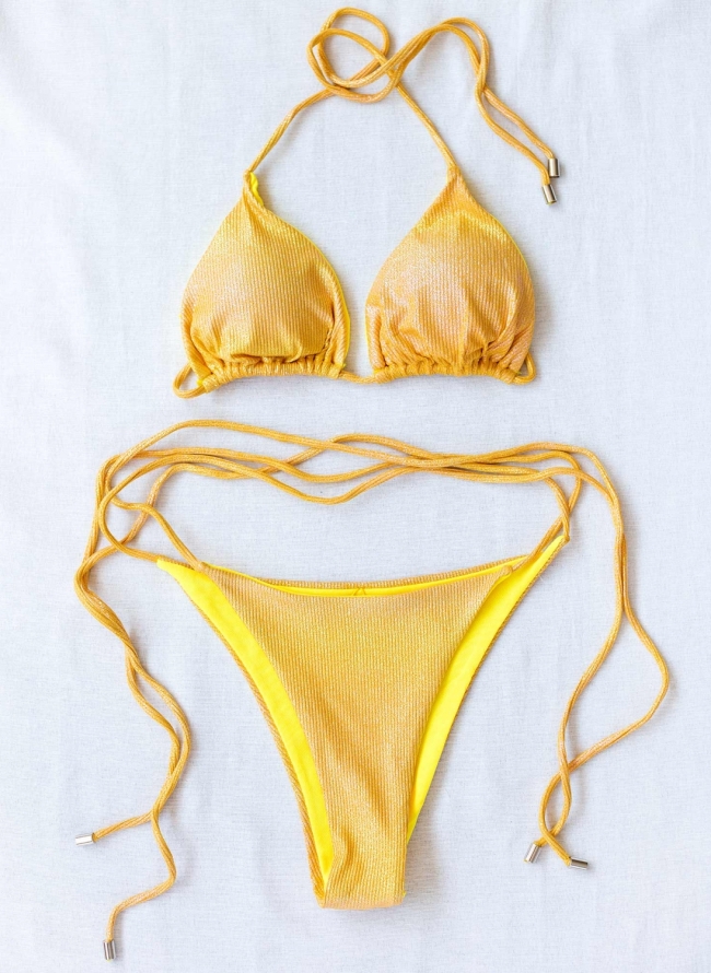 Σετ bikini σε μεταλλιζέ ιριδίζουσες αποχρώσεις - Κίτρινο