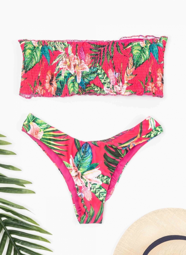Σετ floral bikini  - Φούξια