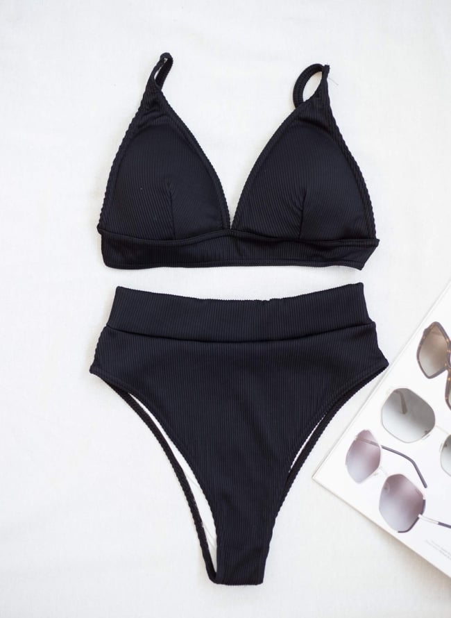 Bikini Set ριπ corset  - Μαύρο