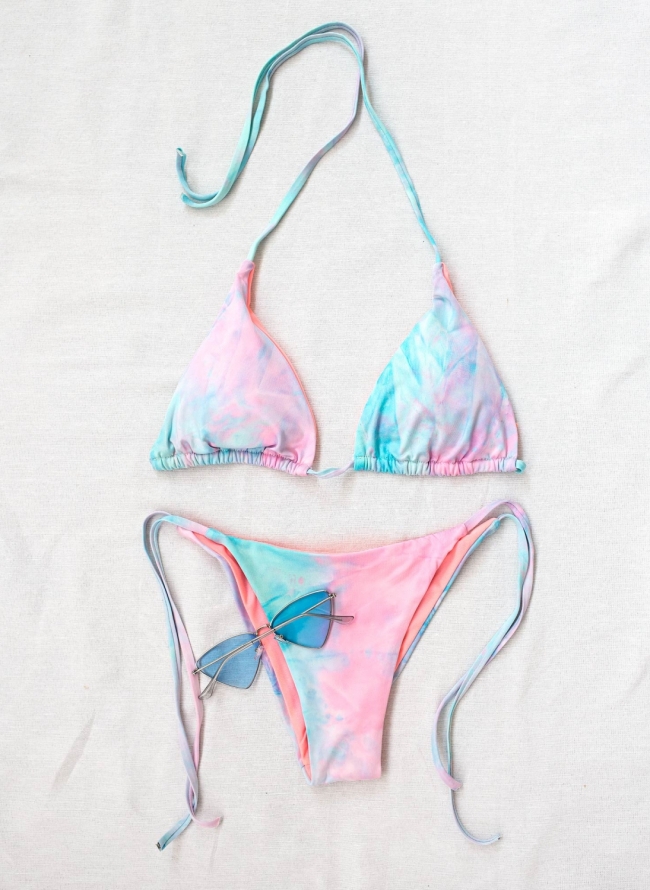 Σετ tie dye bikini τριγωνάκι - Βεραμάν