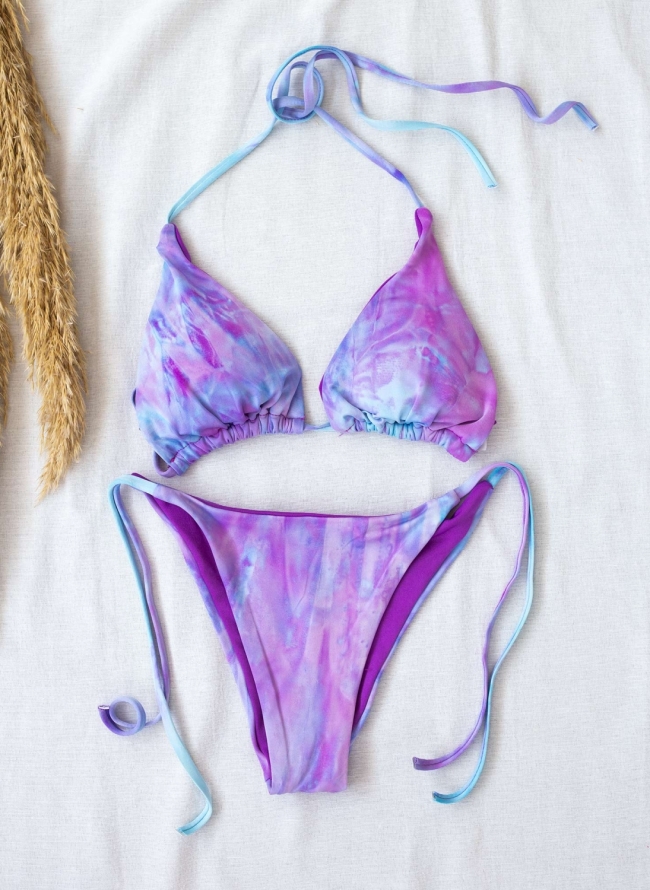 Σετ tie dye bikini τριγωνάκι - Λιλά
