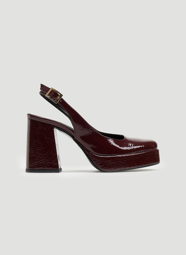 Γόβες Slingback λουστρίνι με ανοιχτή φτέρνα tfp - Burgundy