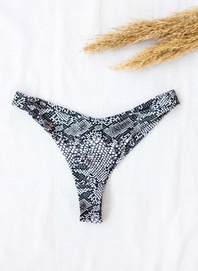 Σλιπ bikini με animal print - Λευκό/Μαύρο