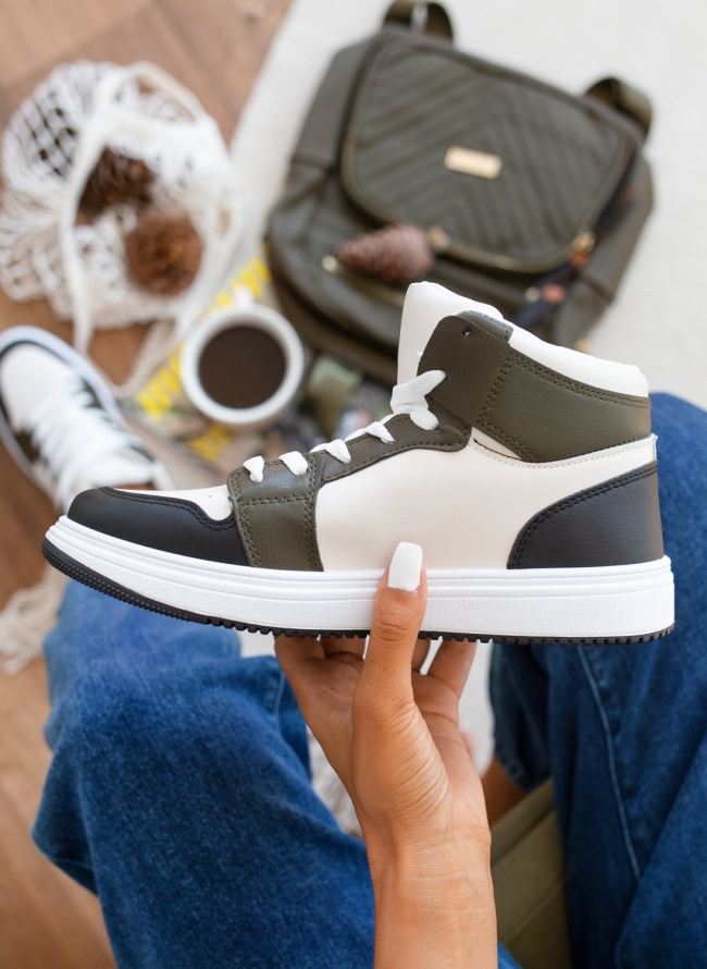 Sneakers μποτάκια με suede λεπτομέρειες - Λαδί 