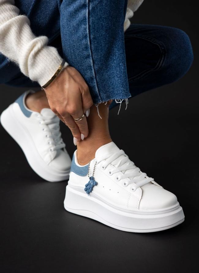 Sneakers flatform με διχρωμία - Μπλε denim