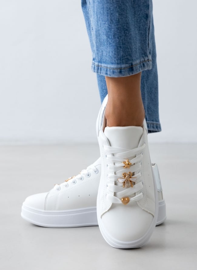 Sneakers flatforms με μεταλλικά στοιχεία - Ασημί