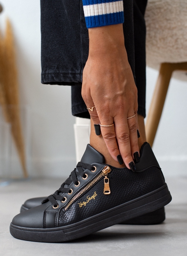 Sneakers με διακοσμητικό φερμουάρ - Μαύρο