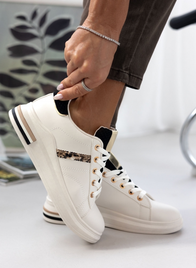 Sneakers με ρίγα με print ERYNN - Λευκό